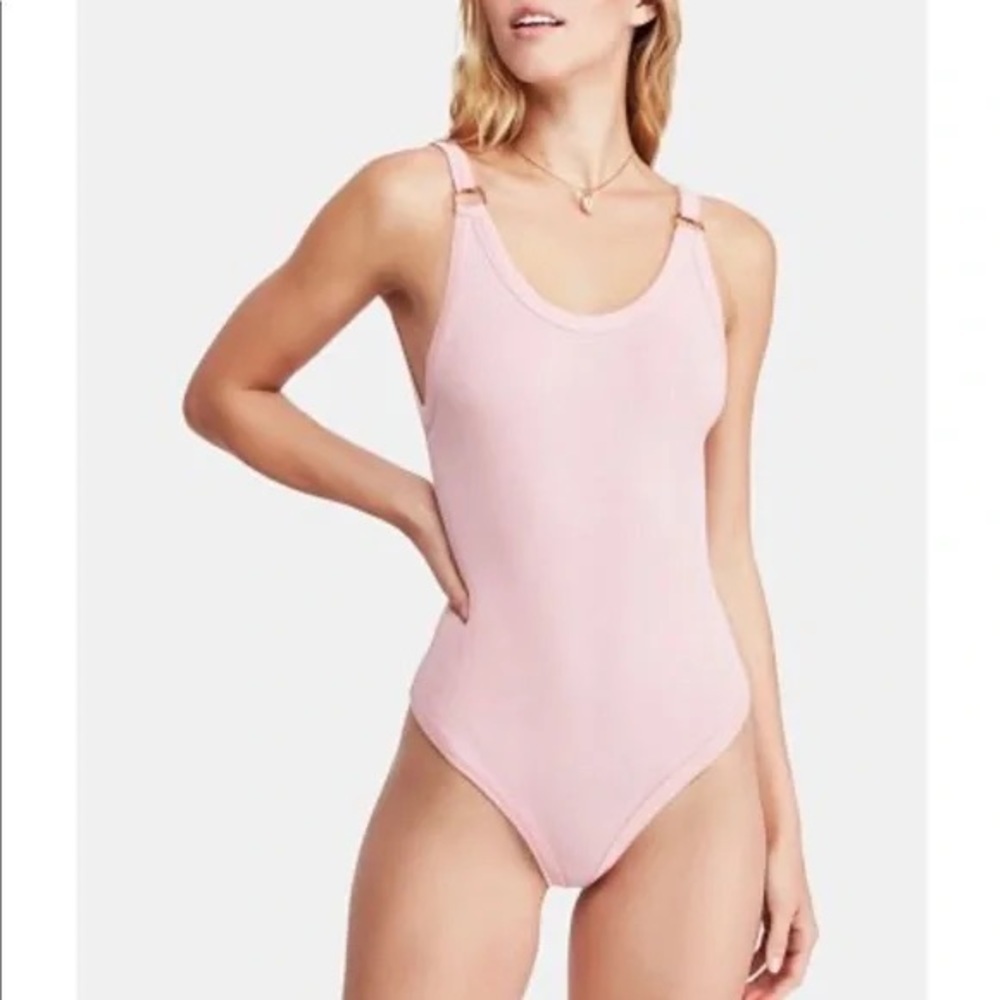 Free People B-Side O-Ring Pink Bodysuit